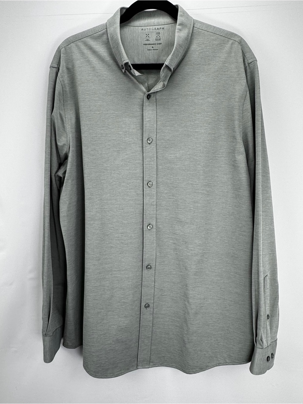 Autograph Men's Light Gray/Green Long-Sleeve Button Performance Shirt